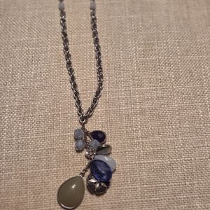 Silver and Blue Pendant Necklace